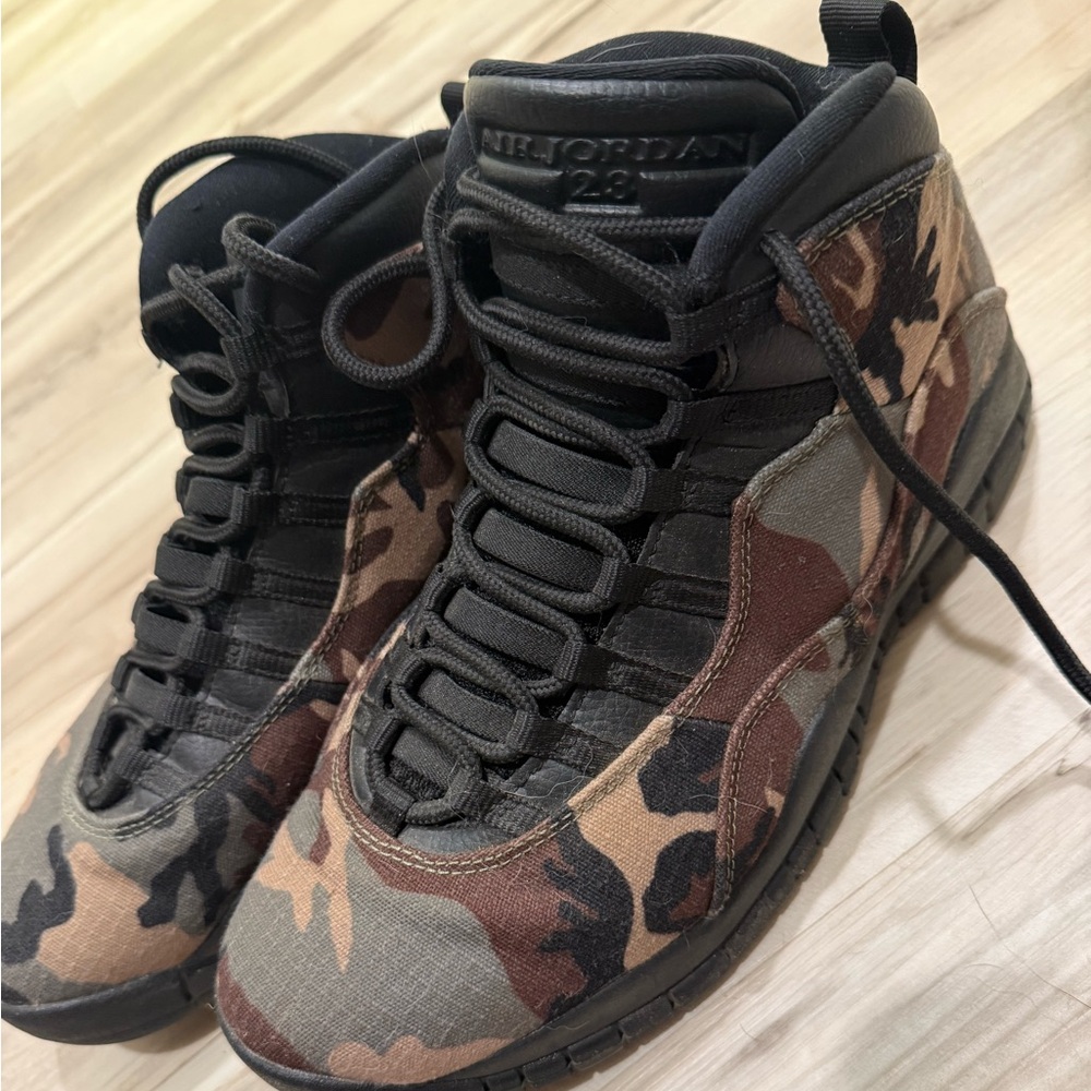 Air Jordan 10 Woodland Camo Black Sneakers Athletic High-Top